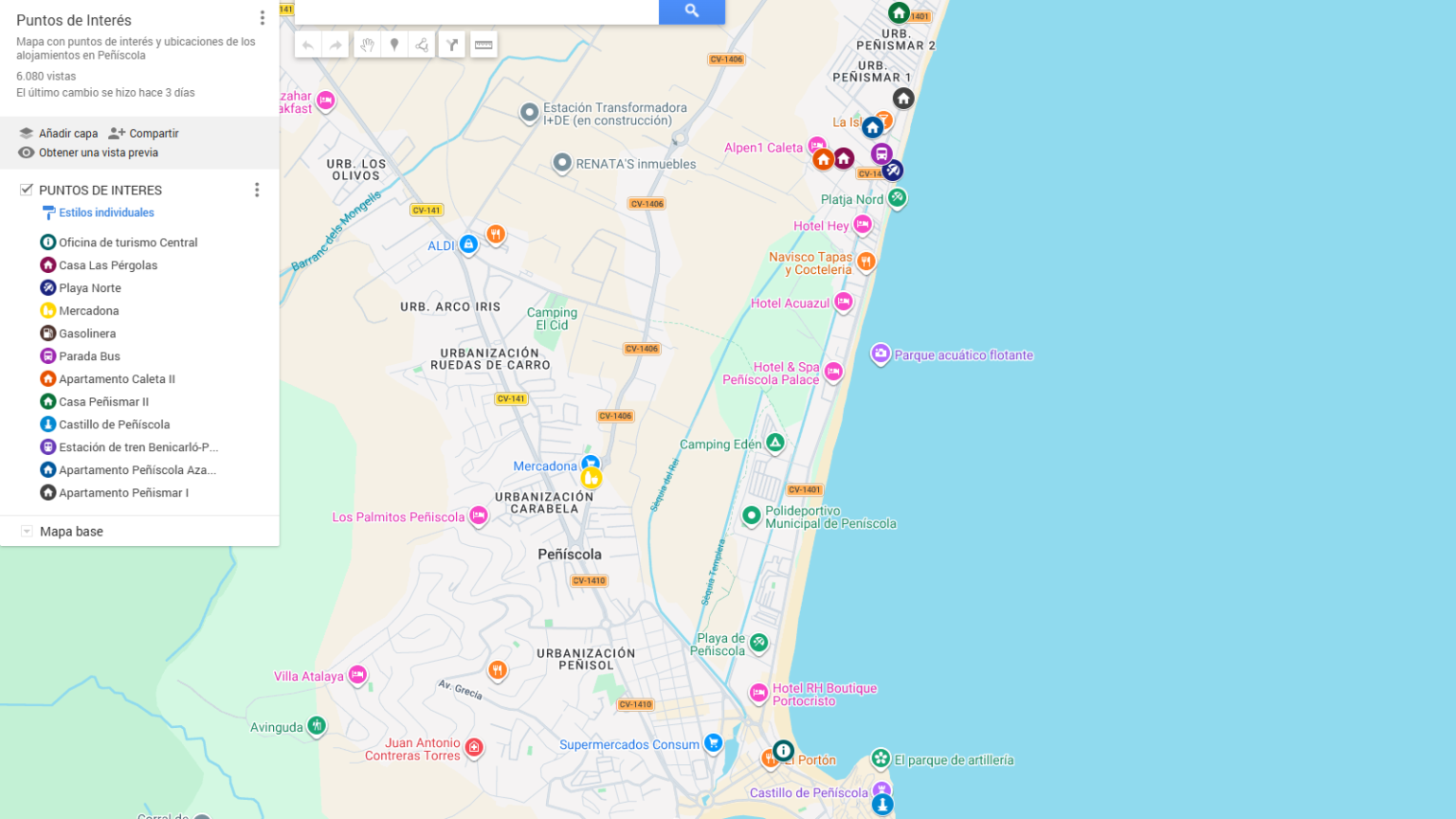 Mapa alojamientos y puntos de interés